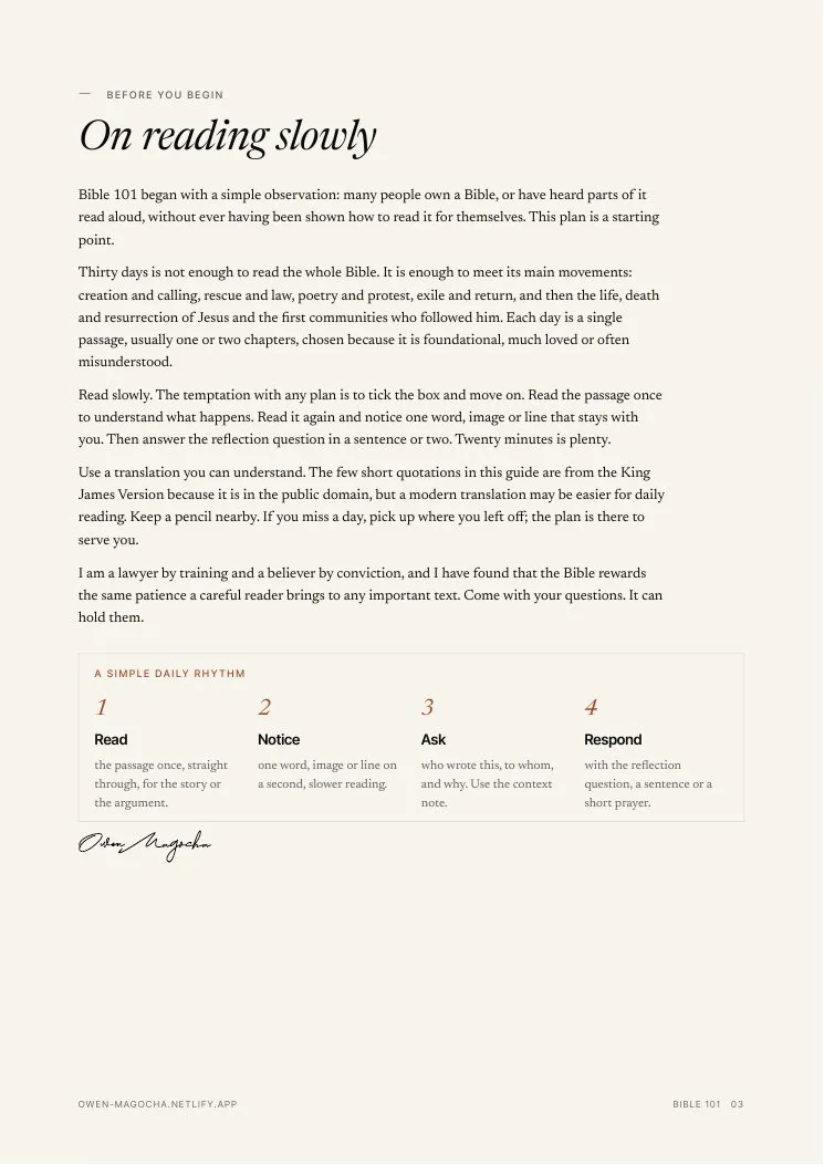 Sample page 1 of Bible 101: A Thirty-Day Reading Plan
