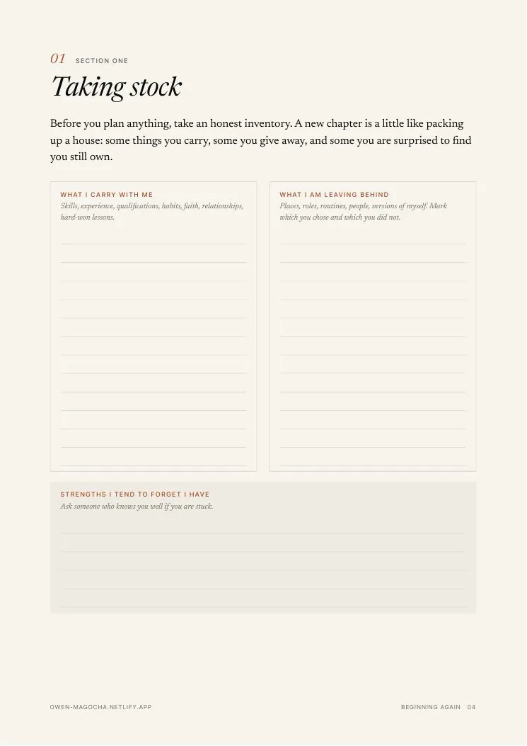 Sample page 2 of Beginning Again