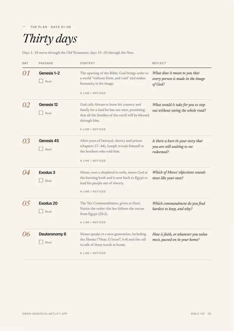 Sample page 3 of Bible 101: A Thirty-Day Reading Plan