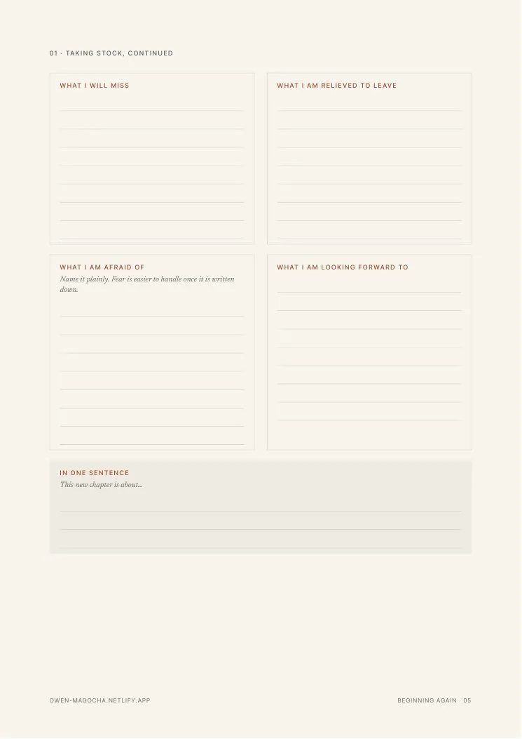 Sample page 3 of Beginning Again